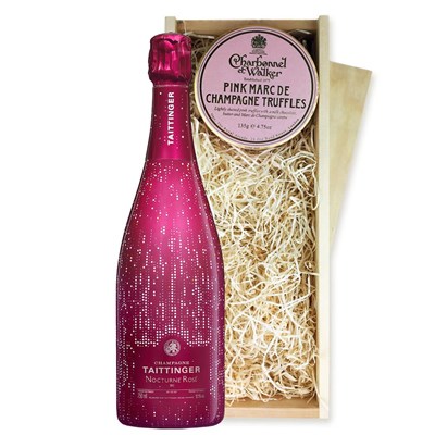 Taittinger Nocturne Rose City Lights Edition And Pink Marc de Charbonnel Chocolates Box